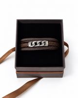 Lederarmband geflochten mit Gliederelementen neu von Christ