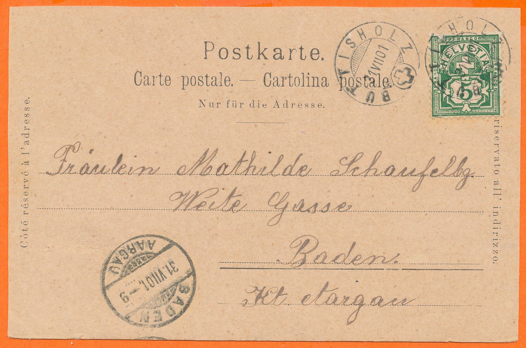 Cartoline postali: BUTTISHOLZ / LU - 3-Bild col. - 1901 – Usato da Liestal venduto da flohmy 1