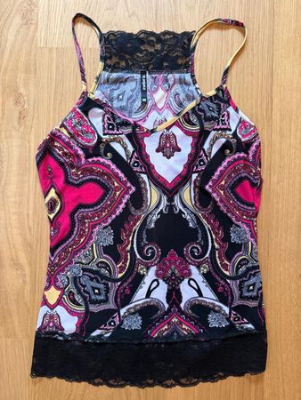 Débardeur femme motif cachemire dentelle et polyester TSneuf