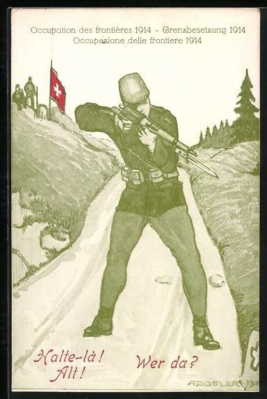 Foto, Lettere & Cartoline: Schweizer Soldat bei der Grenzbesetzung  – Usato da Berlin venduto da bartko-reher