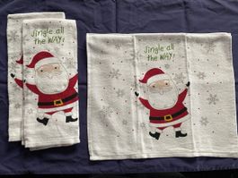 2x Christmas Santa Towels Jingle All The Way Festive