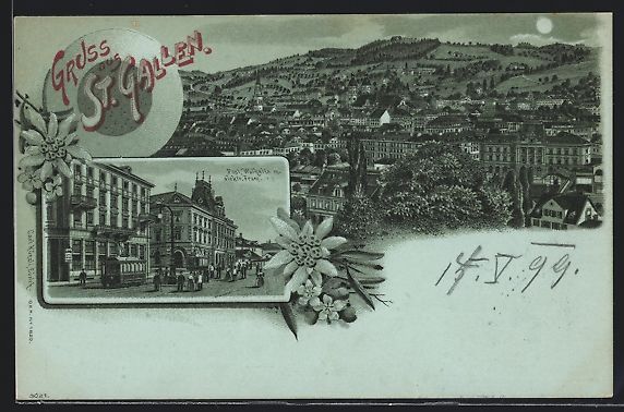 Ansichtskarten: Mondschein-Lithographie St. Gallen, Walh – Gebraucht aus Berlin von bartko-reher