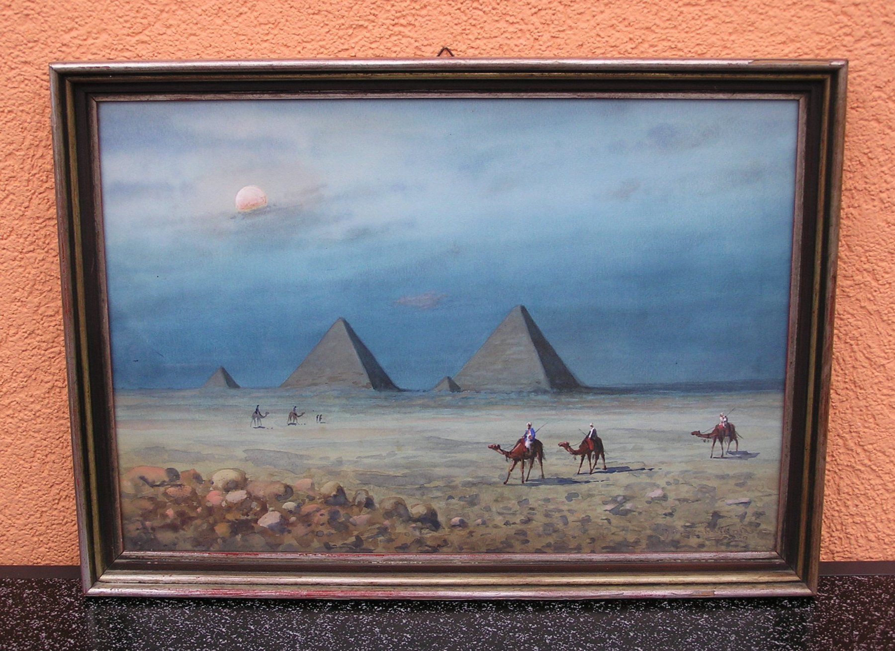 Dipinti: ORIENTALIST E. MARCHETTINI AQUARELL PYRAMIDEN KAMELREITER – Usato da Grenchen venduto da Antique-hunter