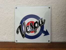 Emailschild Vespa Roller Werkstatt Italy Logo Emaille Schild