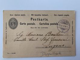 Doppelpostkarte Locarno nach Lugano und umgekehrt 12.06.1897