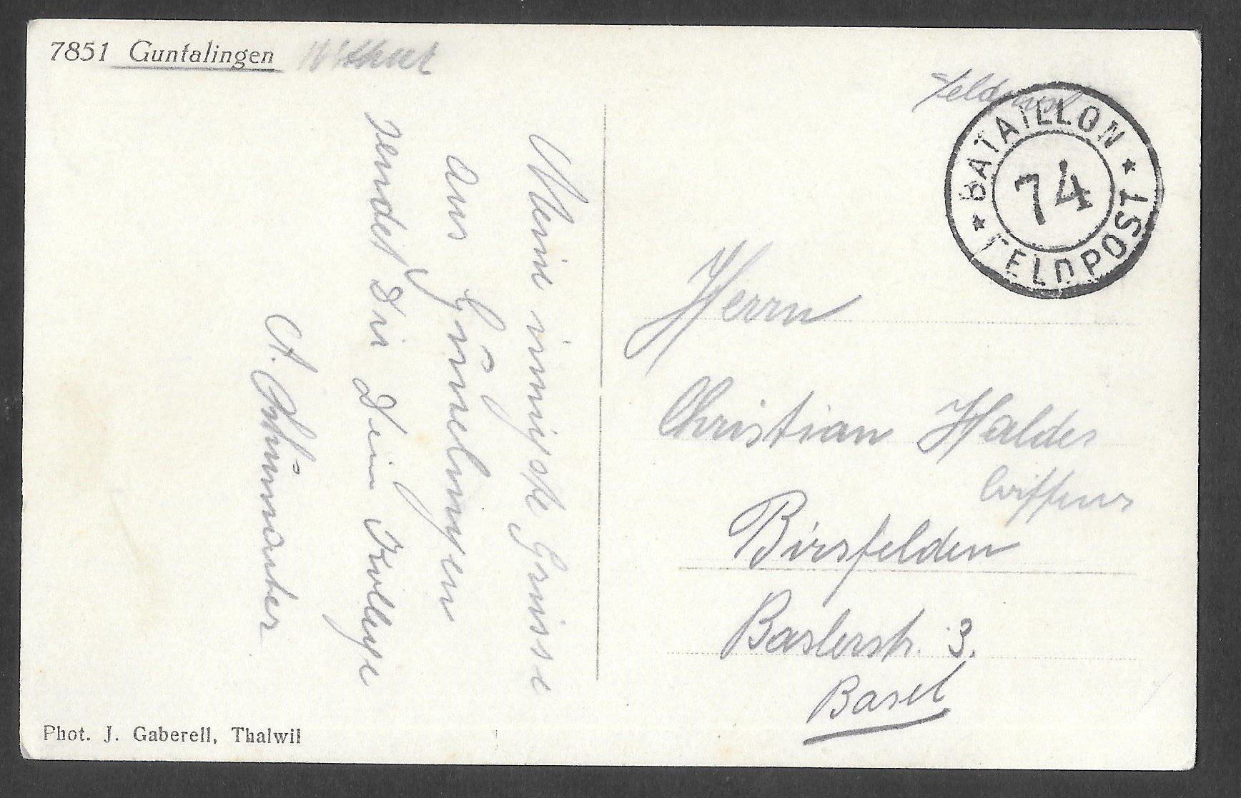 Cartoline postali: Guntalingen Dorfansicht Feldpoststempel – Usato da Olten venduto da clotaldi 1