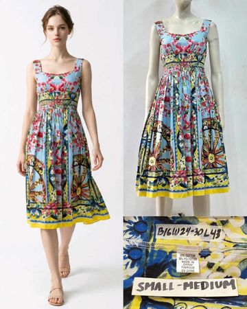 Summer Cotton Blend Midi Dress[D&G style]