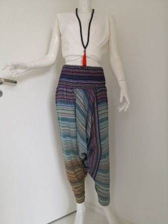 🤩BOHO-CHIC YOGA-HOSE BLAU GESTREIFT & HAUSSCHUHE & D&G P.