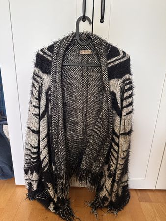 Damen Strickjacke ethno Muster schwarz/beige Grösse M