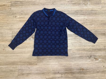 Philipp Plein Langarm Polo blau Grösse 176 Baumwolle