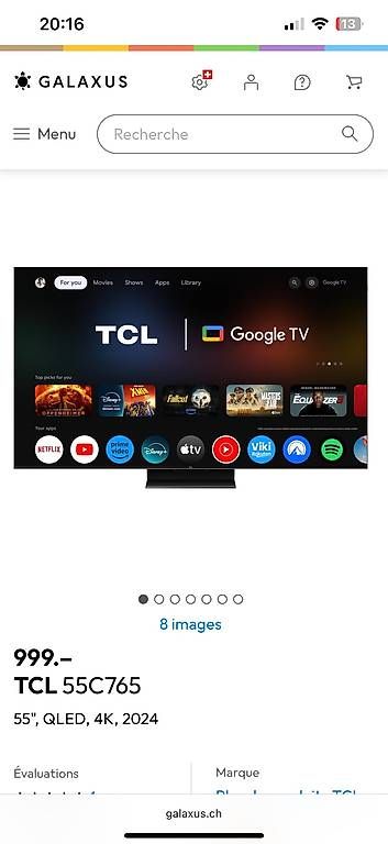Televisori: TCL 55C765 / 55", QLED, 4K, 2024 – Usato da La Chaux-de-Fonds venduto da Vanessa162 1
