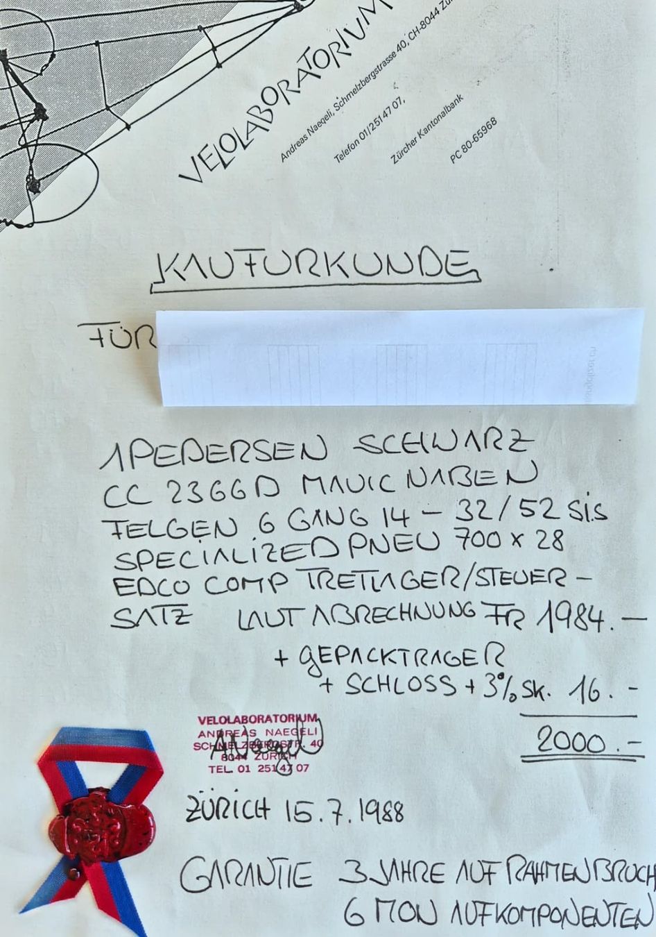 Biciclette: Pedersen Velo aus Velolaboratorium, 1988 – Usato da Richterswil venduto da searchingliz 8