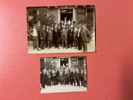 Zwei historische Schwarzweissfotos Gruppe Herren Vintage