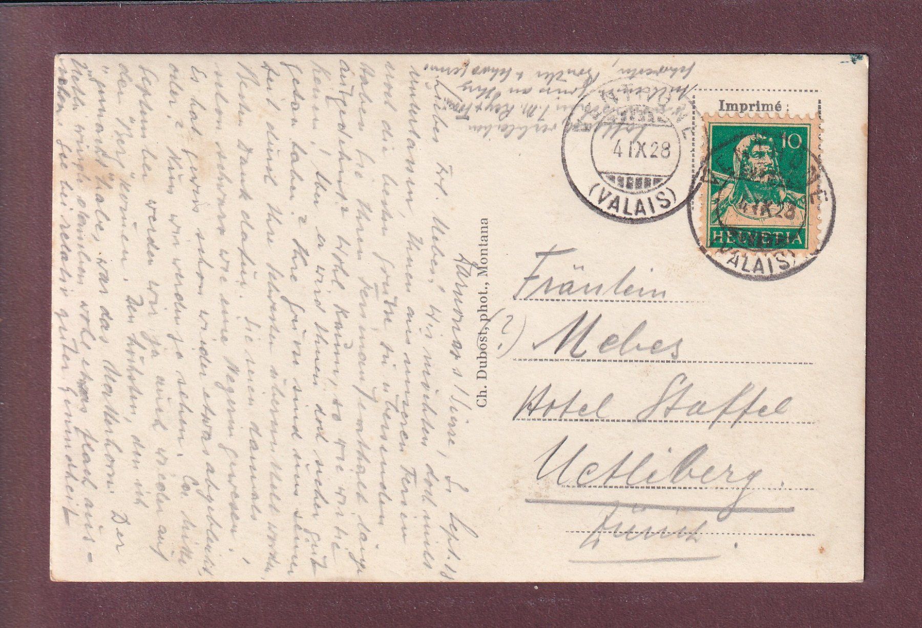 Cartoline postali: MONTANA - Lac du Golf - Chèvres - 1928 – Usato da Pully venduto da nicecards 1