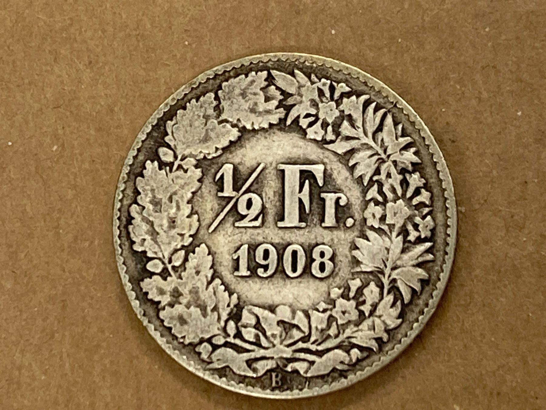 Alle Münzen: SVIZZERA 1/2  FR MONETA IN ARGENTO 1908 usata - circolata – Gebraucht aus Vezia von Aquarius_Age