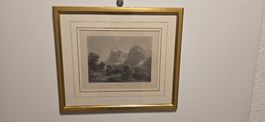Gerahmtes Bild Gebirgslandschaft Ansicht guter Zustand