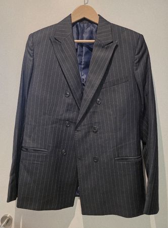 Anzug 3 teile marinblau streifen slim