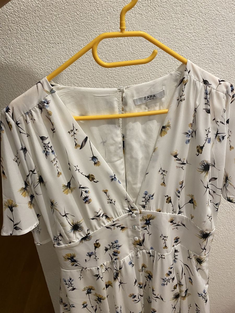 Vestiti: Robe ZaPa blanc imprimé fleurs manches courtes – Nuovo e nell'imballaggio originale da Nyon venduto da rab_vl5j 1