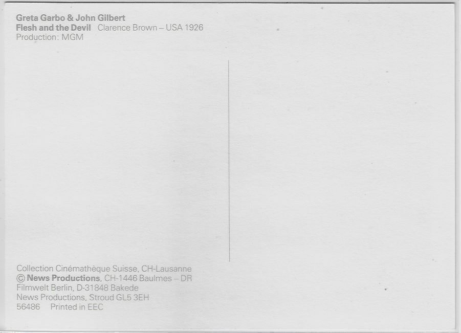Cartoline postali: Greta Garbo & John Gilbert - Flesh and the Devil – Usato da Ettingen venduto da Kartenplanet 1