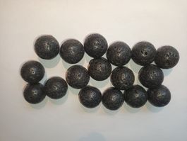 Große Lavaperlen 20 mm – 17 Stück, rund, NOS