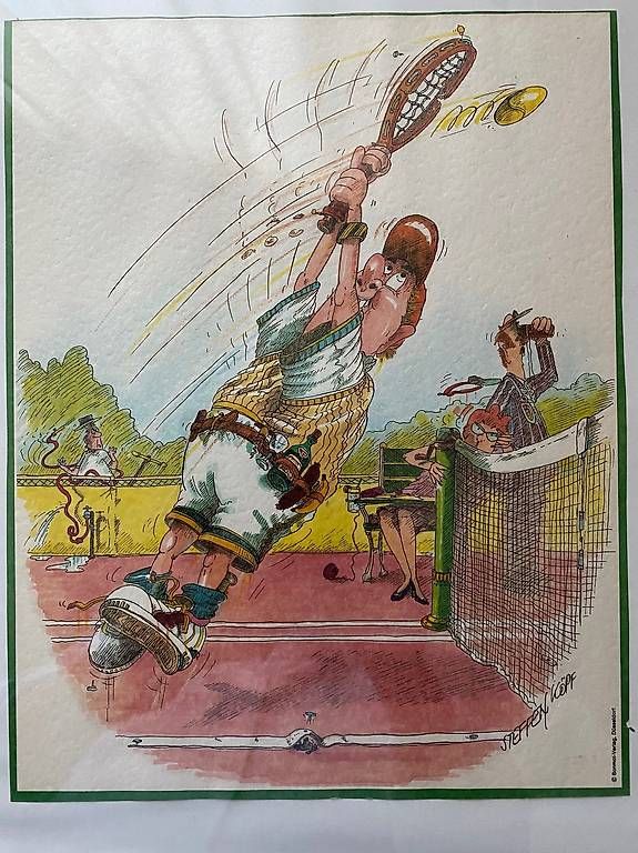 Poster & Bilder: Tennis Karikatur by Steffen Köpf "BACKHAND" – Gebraucht aus Bern von Pfupfi0 3