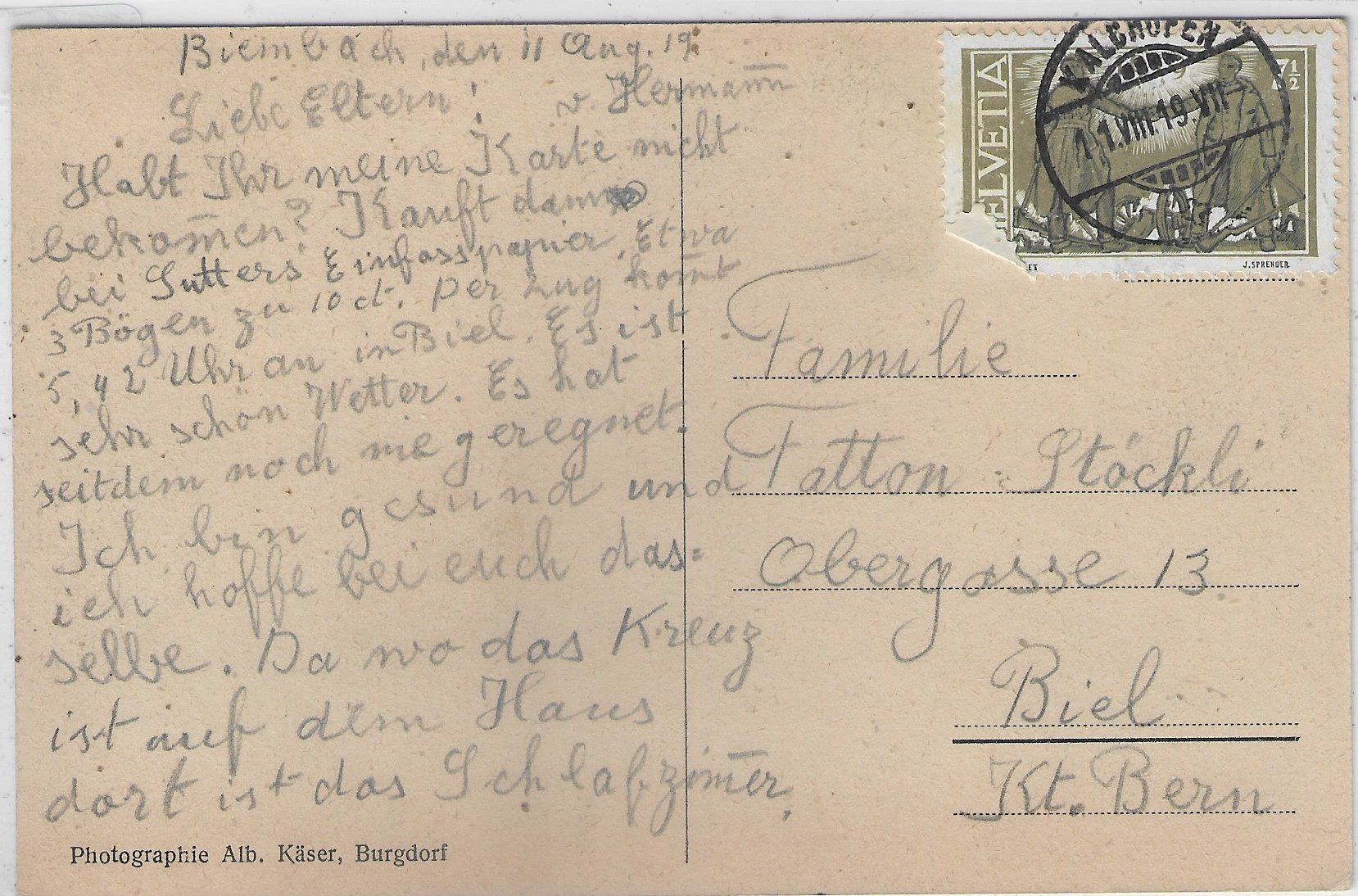 Cartoline postali: Kurhaus Biembach-Bad im Emmental – Usato da Ettingen venduto da Kartenplanet 1