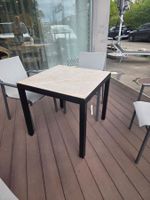 Gartentisch 80x80cm Gestell schwarz HPL Platte marmoriert