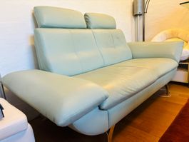 Zweisitzer Sofa Leder mintgrün