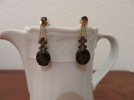 Ohrhänger Stecker Farbsteine Gelbgold18K