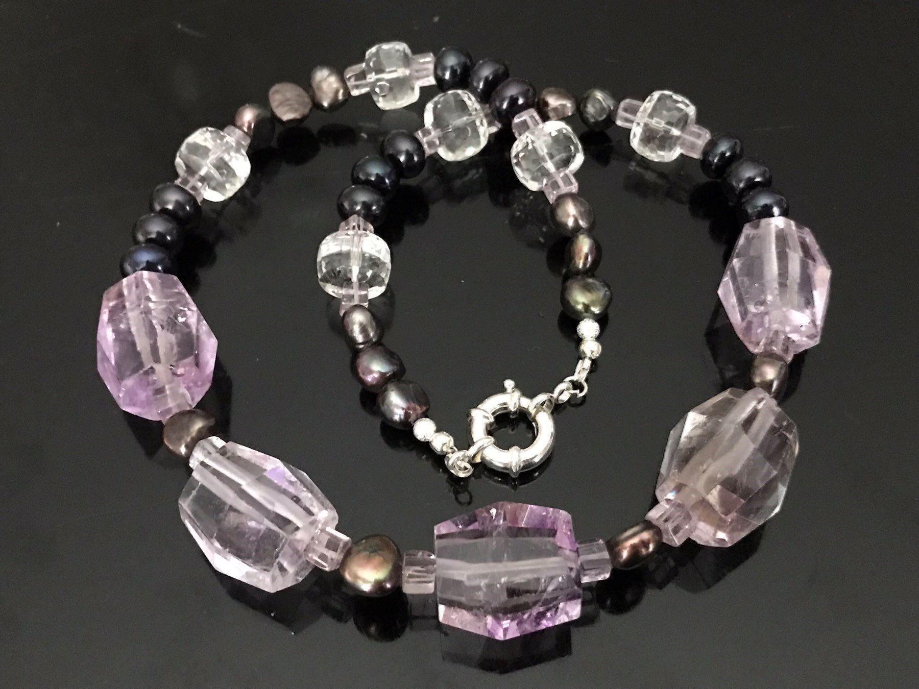 Catenine: Grosse Amethyst, Bergkristall, Perlen – Nuovo (secondo la descrizione) da Basel venduto da Chili007 4