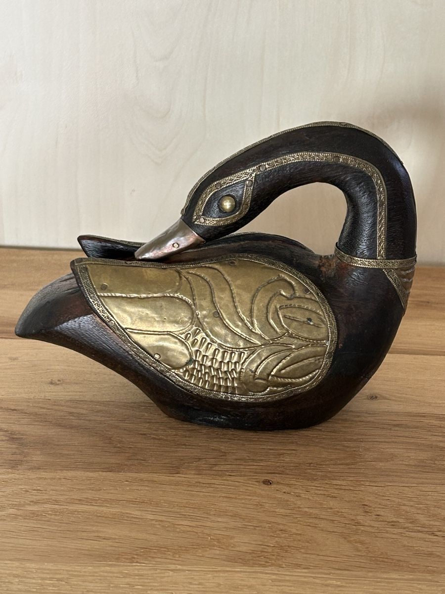 Statuette: Schwan aus Holz mit Messing, Vintage – Usato da Wettingen venduto da Mmccl