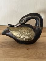 Schwan aus Holz mit Messing, Vintage