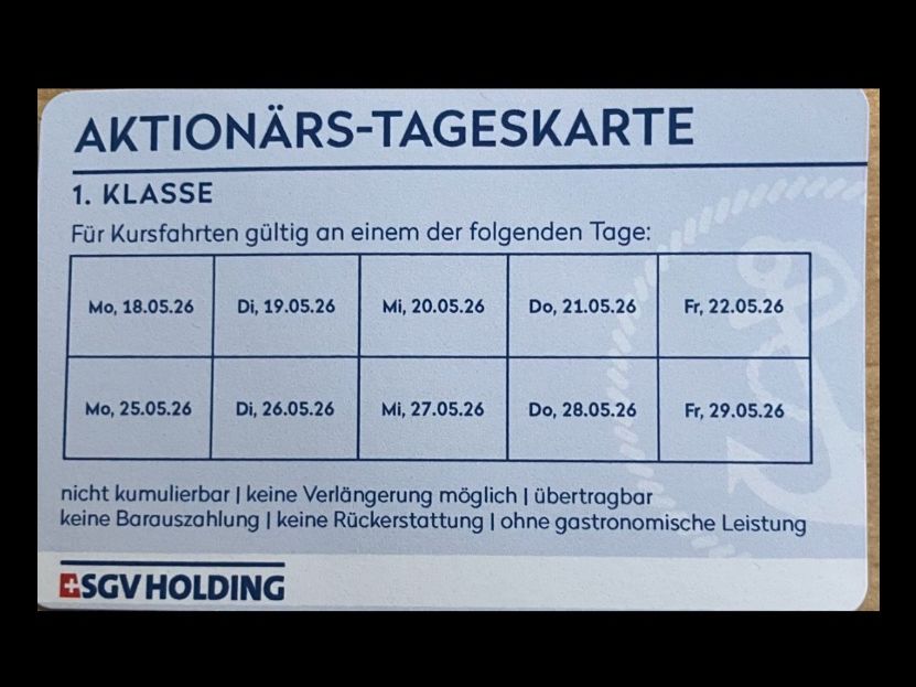 SGV Tageskarte 1. Klasse - Schifffahrt Vierwaldstättersee (Neu (gemäss ...