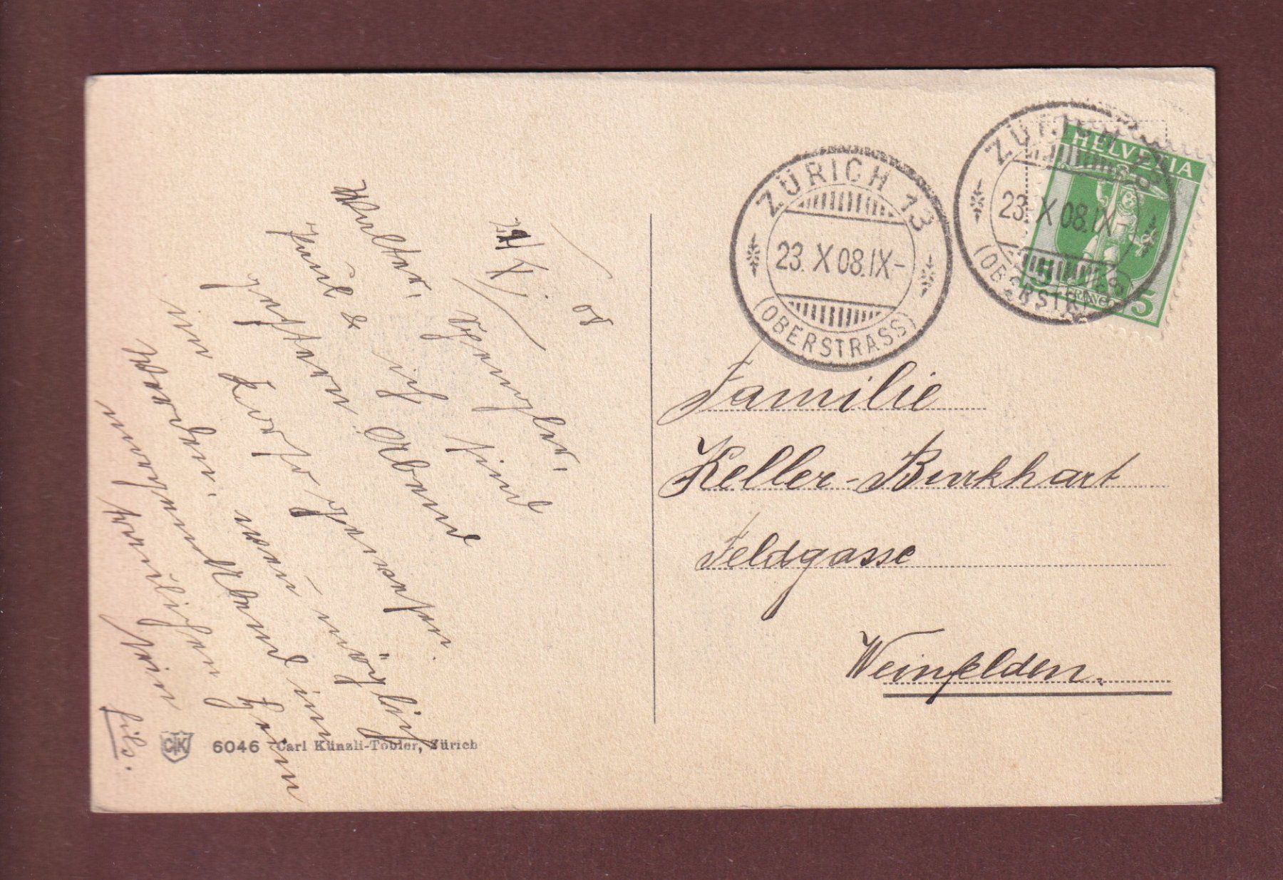 Cartoline postali: ZÜRICHSEE - Abendstille - 1908 – Usato da Pully venduto da nicecards-shop 1