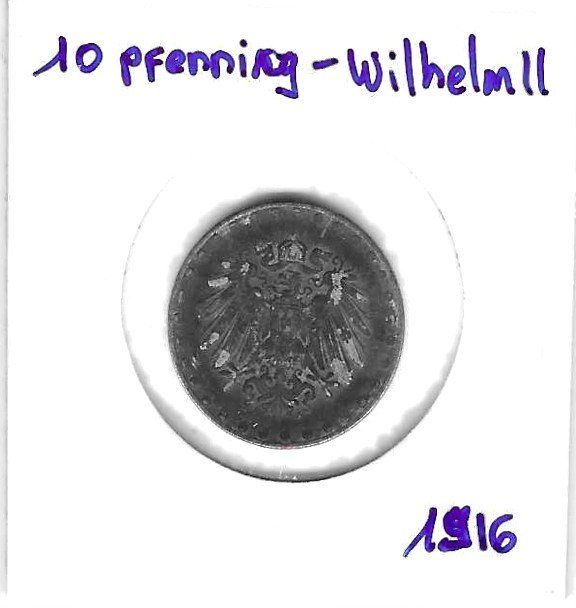 Tutti le monete: 10 pfennig - Wilhelm II-1916 – Usato da Tavannes venduto da Zitume 1