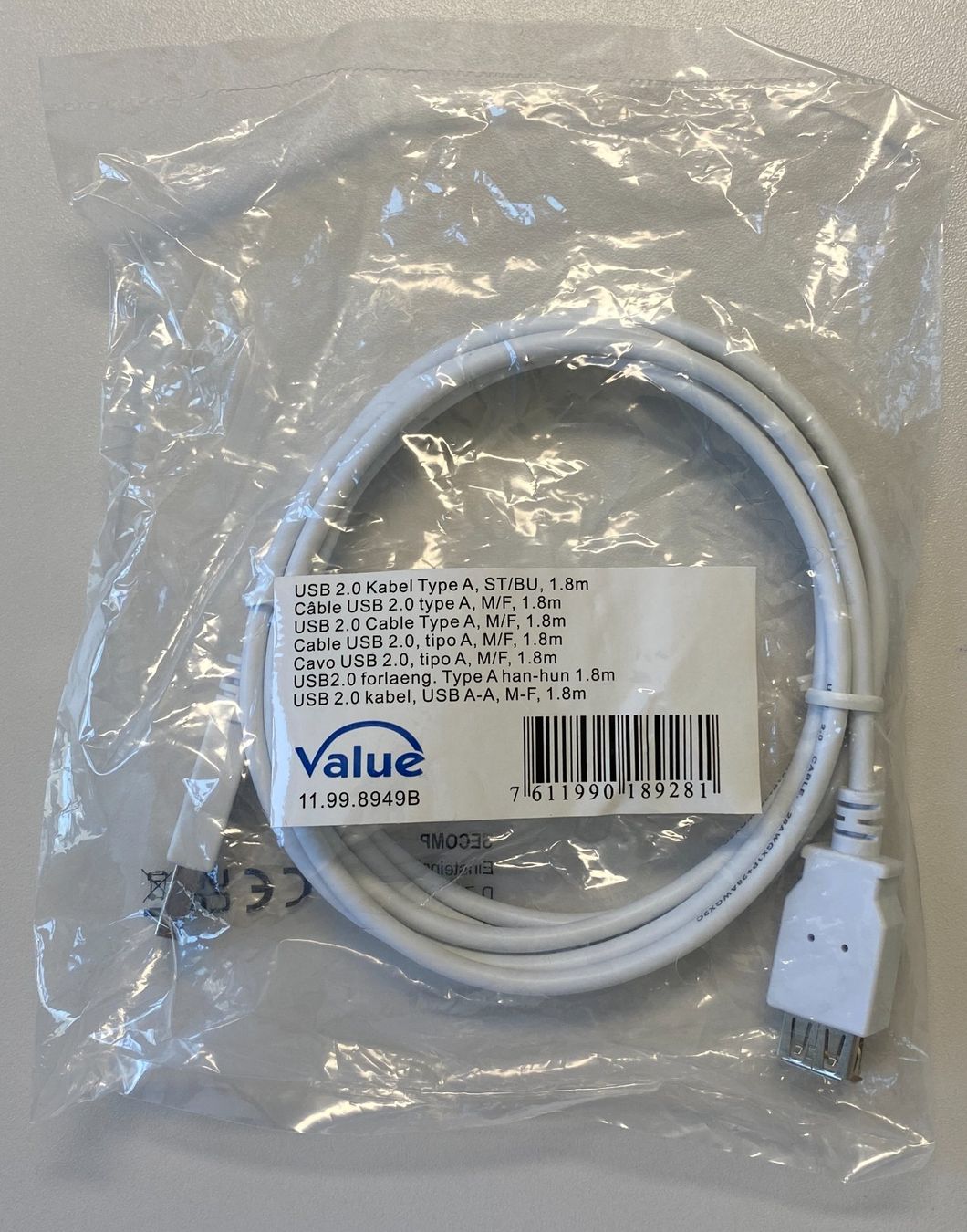 Cavi: Value USB 2.0 Kabel, 1.8m – Nuovo e nell'imballaggio originale da Winterthur venduto da YaV
