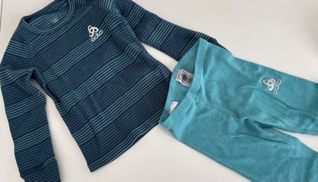 Odlo Thermounterwäsche Set Kinder Grösse 104 blau türkis