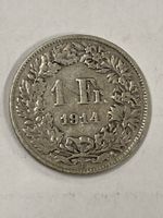 SVIZZERA 1 FR MONETA IN ARGENTO 1914 usata - circolata