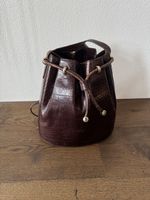 Bally Kroko-Optik Ledertasche Beutel Braun Vintage