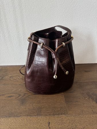 Bally Kroko-Optik Ledertasche Beutel Braun Vintage