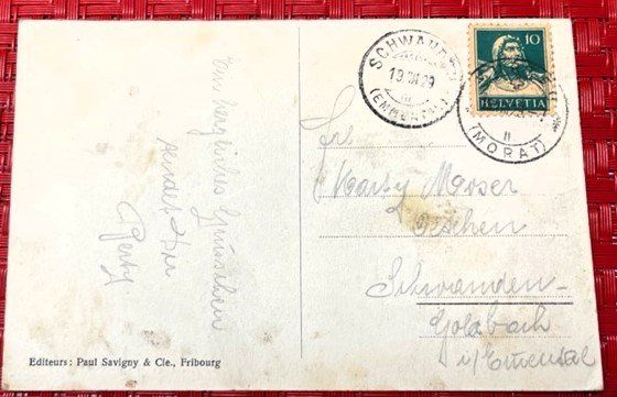 Cartoline postali: Alte Ansichtskarte Murten 1929 – Usato da Häusernmoos venduto da Koi-Gartenteich 1