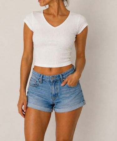 Weißes Rib Crop Top