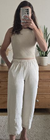 Leichte Leinenhose, beige, Grösse M - Ideal für Sommer