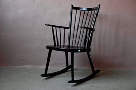 Fauteuil à bascule rocking chair noir scandinave vintage
