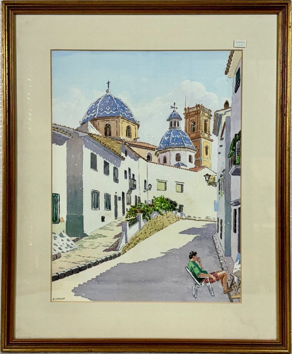 Gemälde: A.CHAUDET AQUARELL (SPANIEN)SIGNIERT MIT RAHMEN – Gebraucht aus Gersau von grafik-kunst