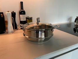 Le Creuset Multi-Dämpfeinsatz aus Edelstahl mit Glasdeckel