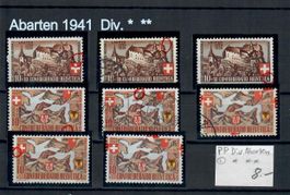 1941 Abarten P.P.-Marken Div. Abarten ° */ **