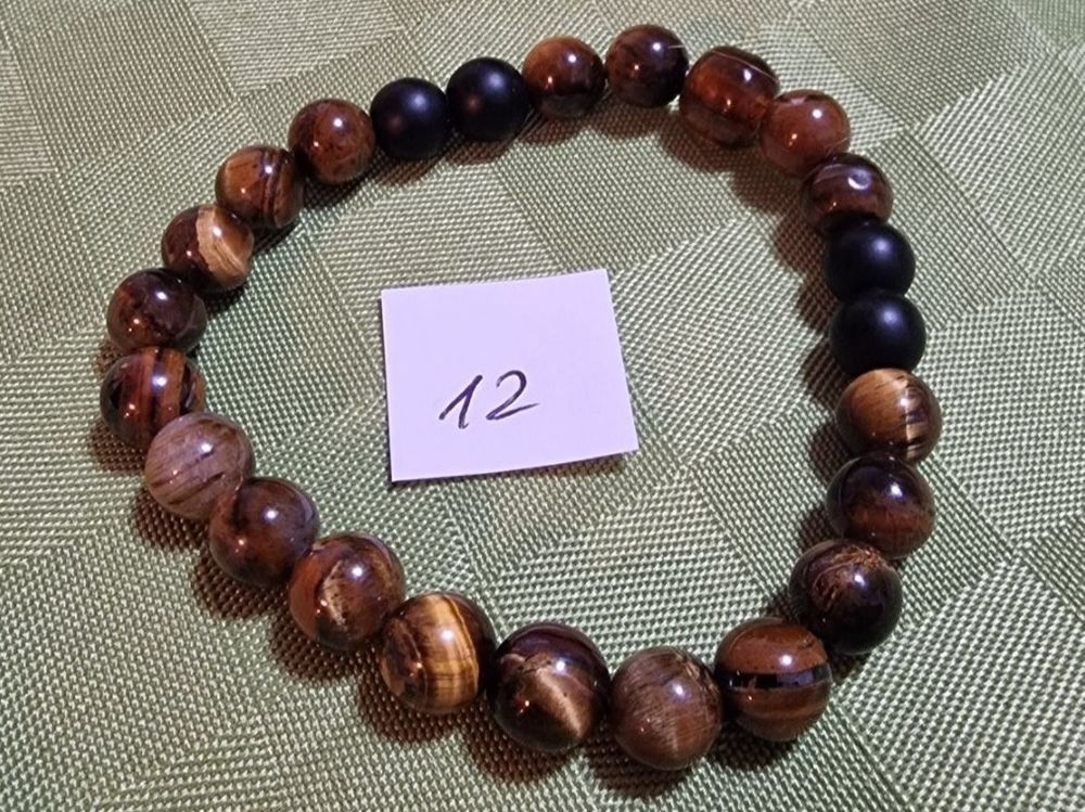 GEHECRST Chakra Armband Tigerauge - Echte Heilsteine Armbänder Verstellbar Für Damen & Herren