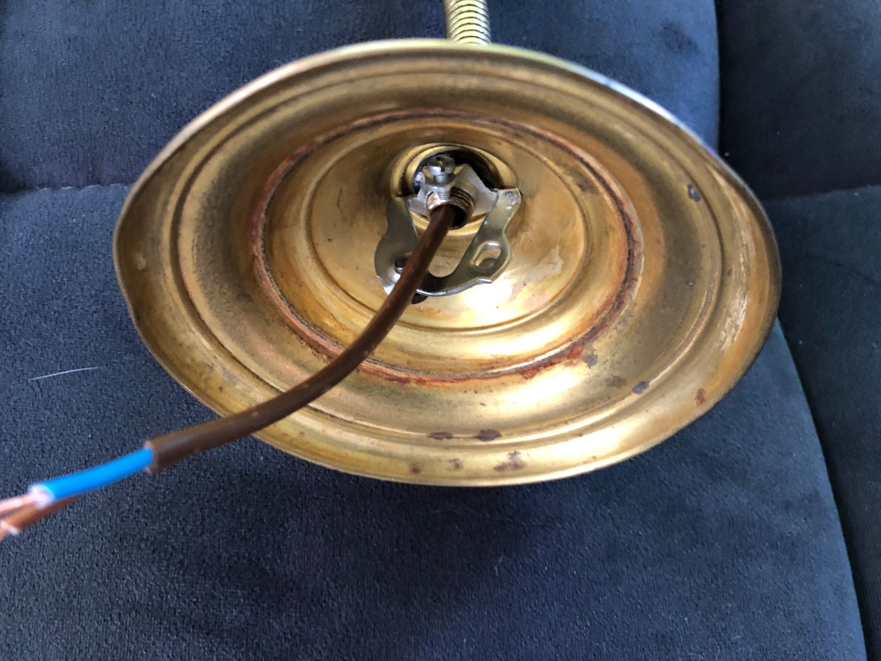 Kronleuchter & Deckenlampen: Jugendstil Deckenlampe / Wandlampe antik mit Messingmontur – Gebraucht aus Büsserach von Urkundenflora 9