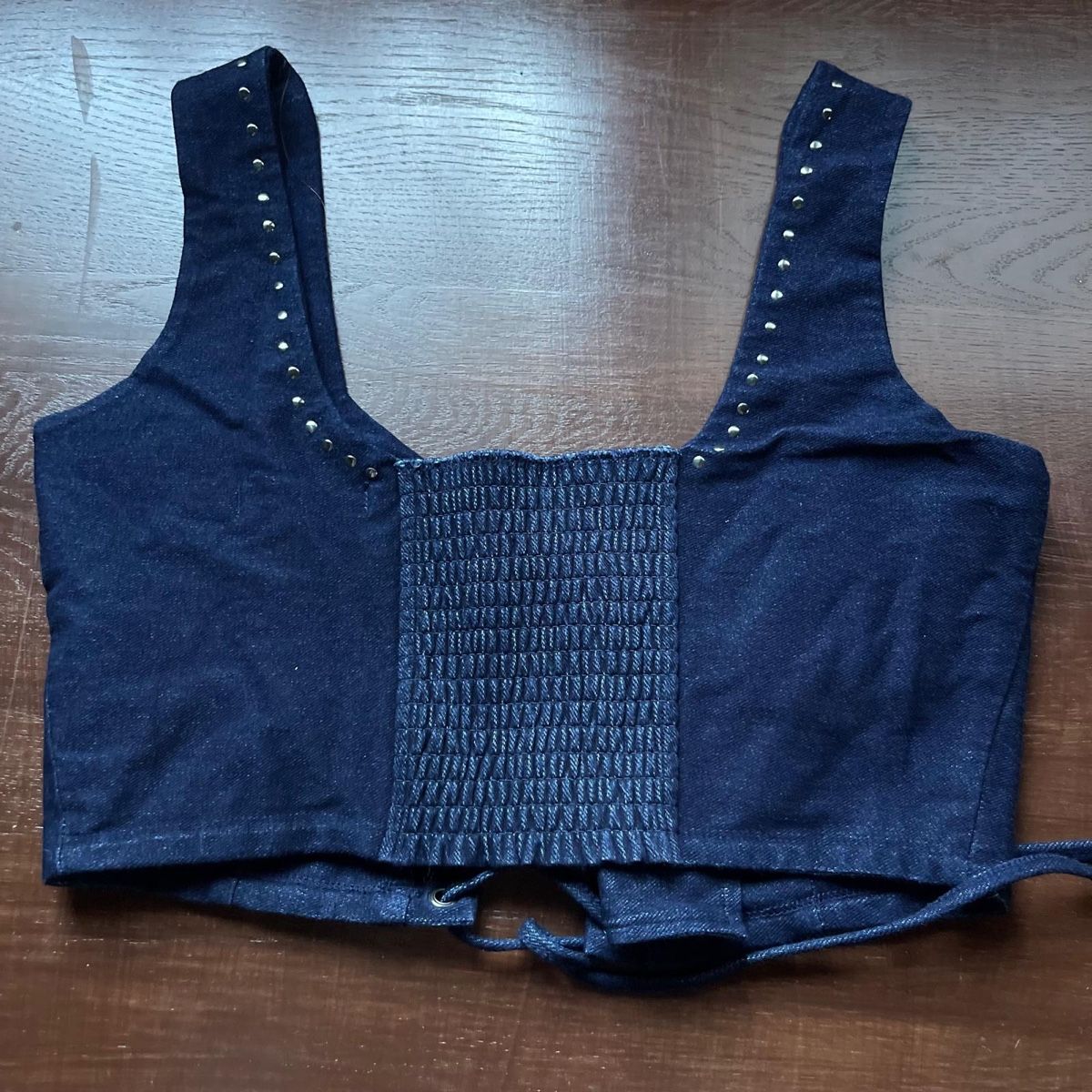 Tops: Sexy Top corto in jeans con lacci e borchie – Neu (gemäss Beschreibung) aus Locarno von Fixed8 3